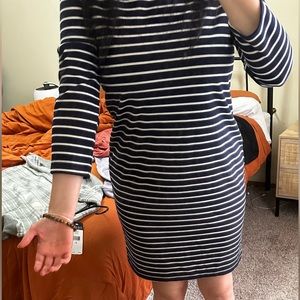 GAP Navy Striped Ponte Boatneck Dress